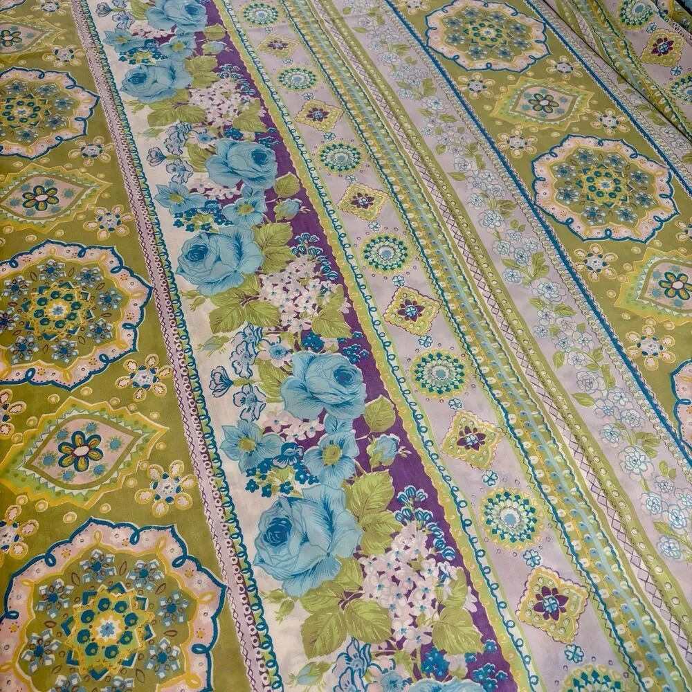 Vtg Cannon‎ Royal Family Flat Sheet Double 70s Cottagecore Chintz Floral MCM